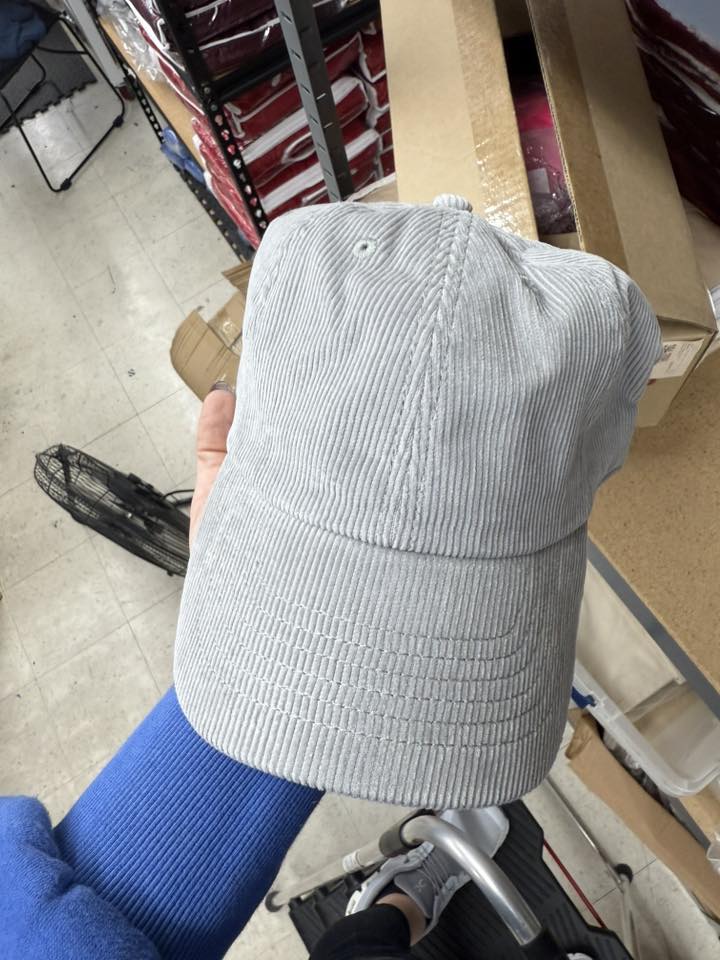Grey Corduroy Hat