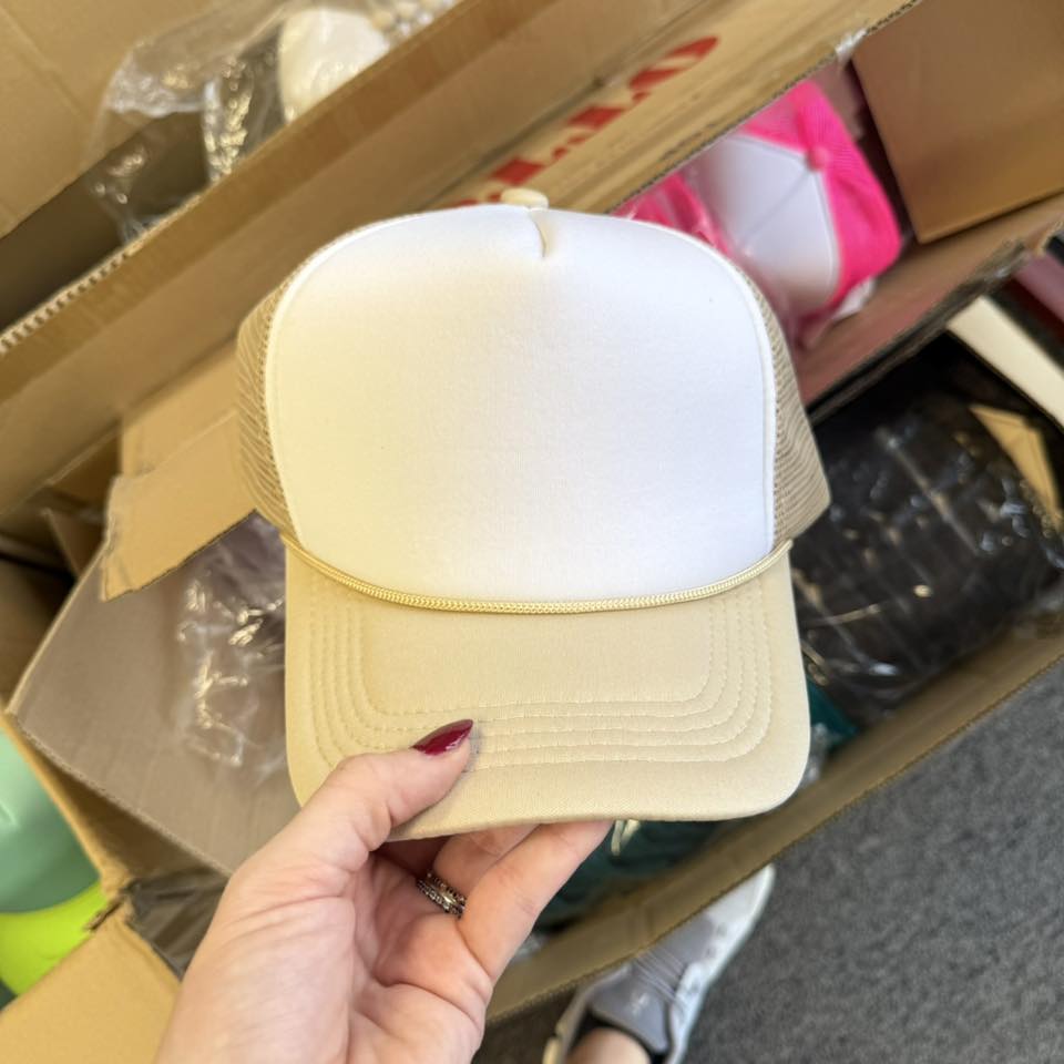 Khaki and White Trucker Hat