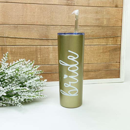 Champagne Bride Tumbler with Straw
