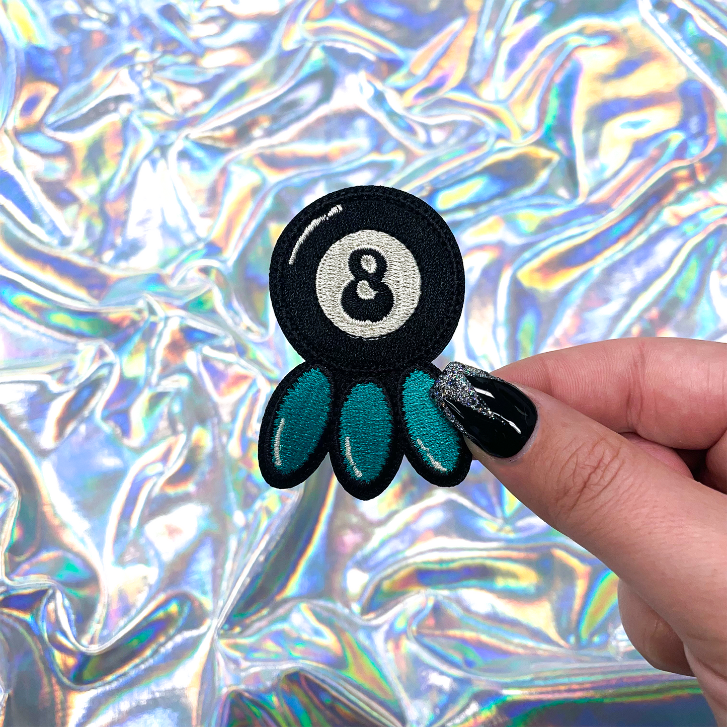 8 Ball Turquoise Patch Iron-On for Hats