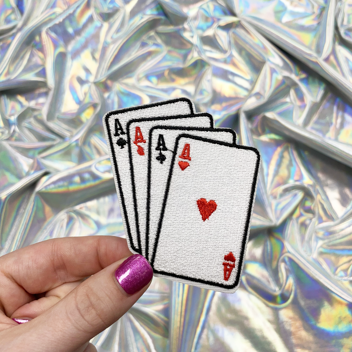 Four of a Kind Aces Embroidered Patches, Iron-On for Hats