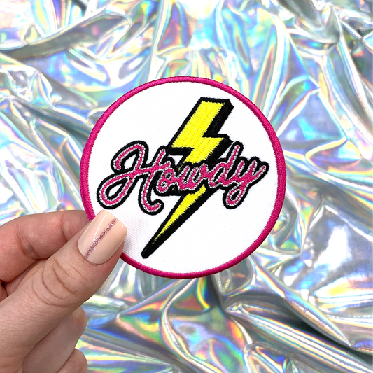 Howdy Neon Lightning Embroidered Patch Iron-On