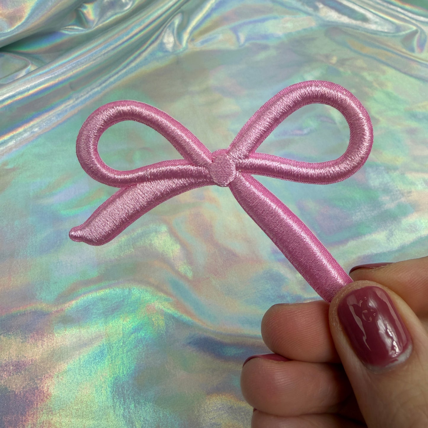 Set of 6 Coquette Bow Embroidered Patches. 2 of each (light pink, black, cream)