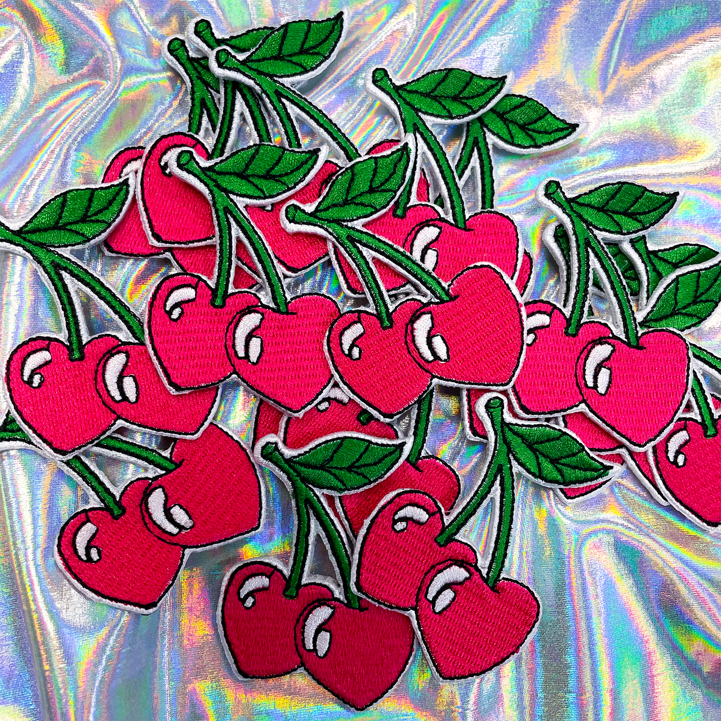 Heart Cherries Embroidered Patch Iron-On for Hats