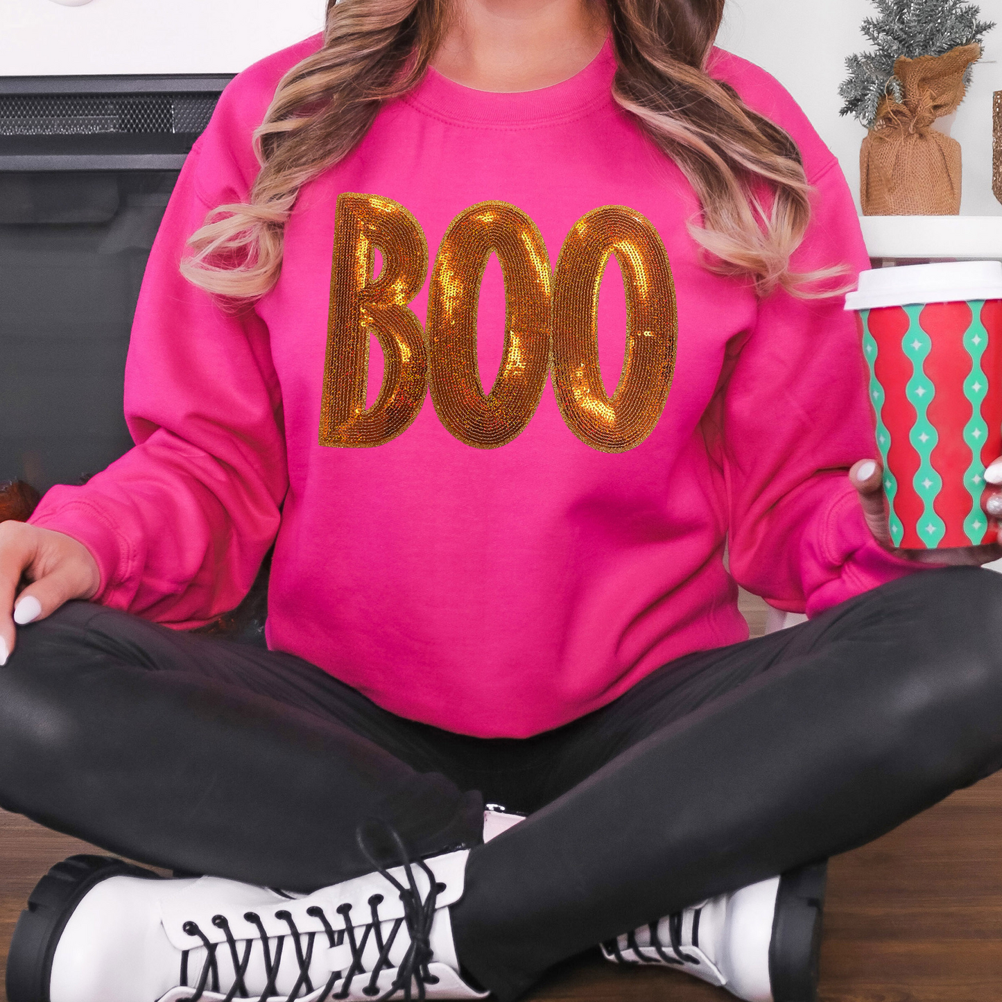 Sequin Halloween Boo Sweatshirt - Multiple Colors