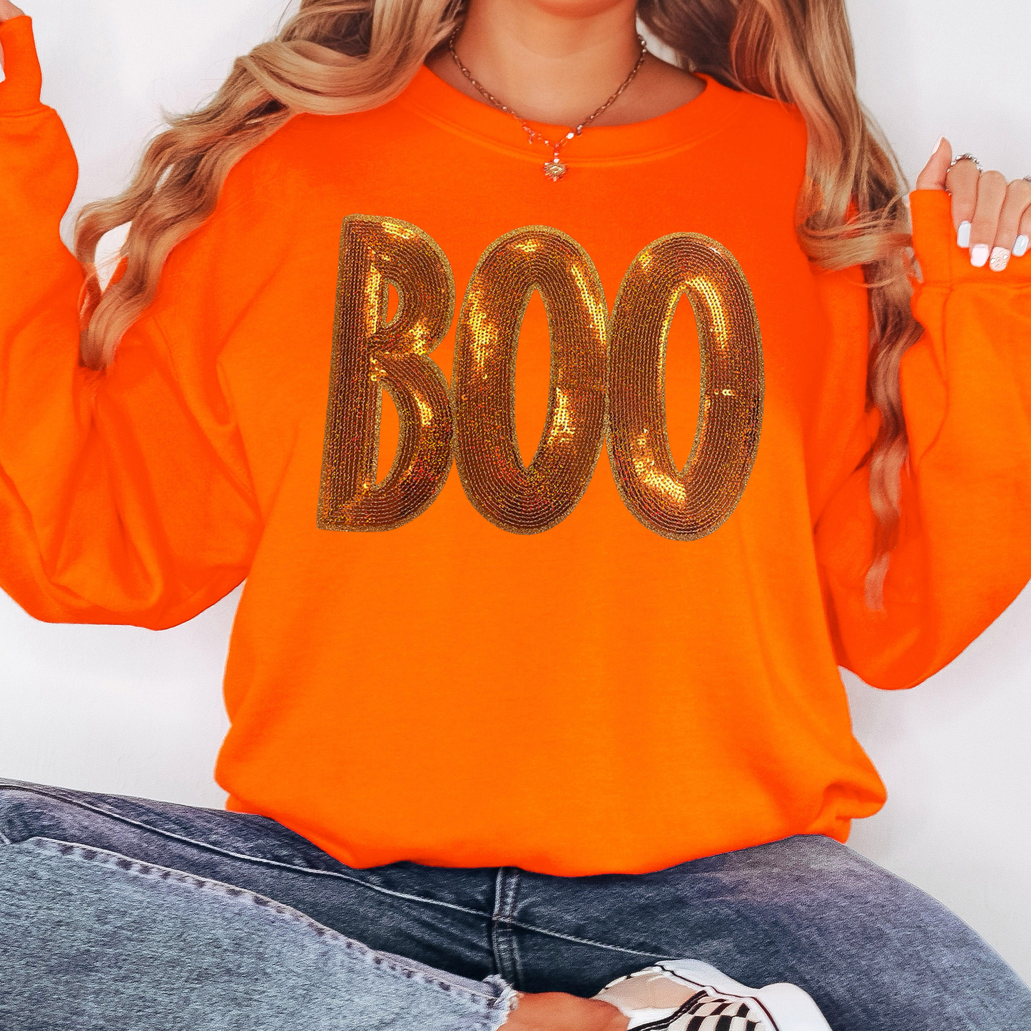 Sequin Halloween Boo Sweatshirt - Multiple Colors