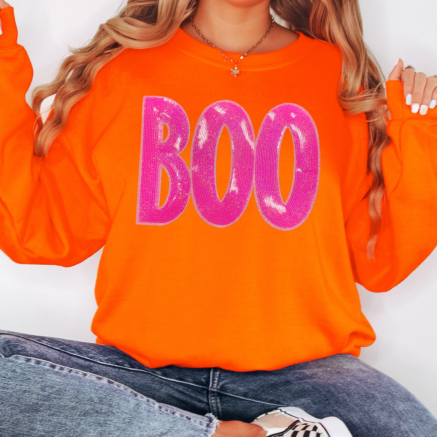 Sequin Halloween Boo Sweatshirt - Multiple Colors