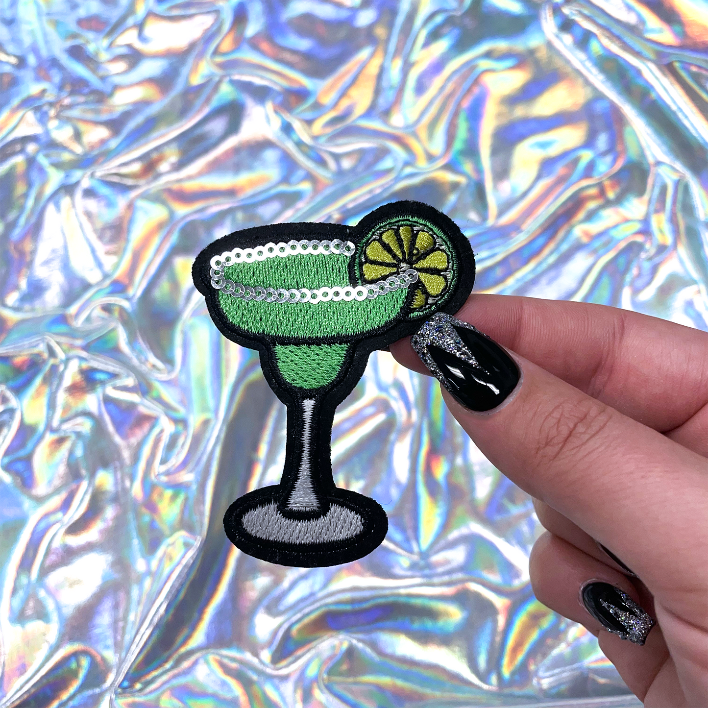 Margarita with Sequin Rim Patch Iron-On for Hats