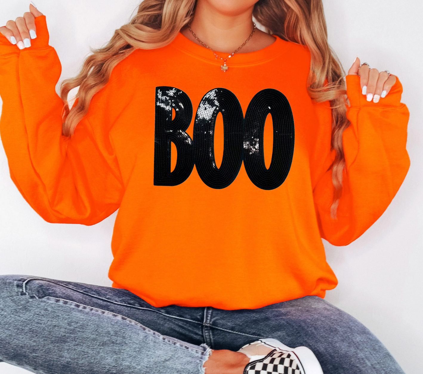 Sequin Halloween Boo Sweatshirt - Multiple Colors