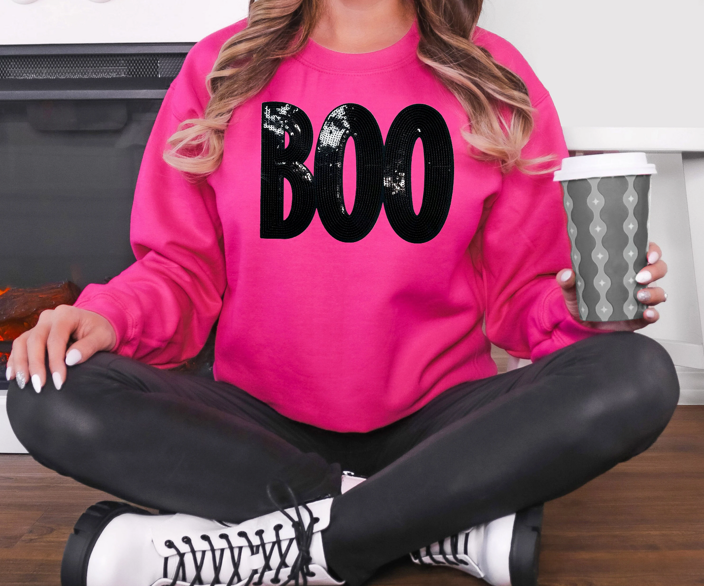 Sequin Halloween Boo Sweatshirt - Multiple Colors