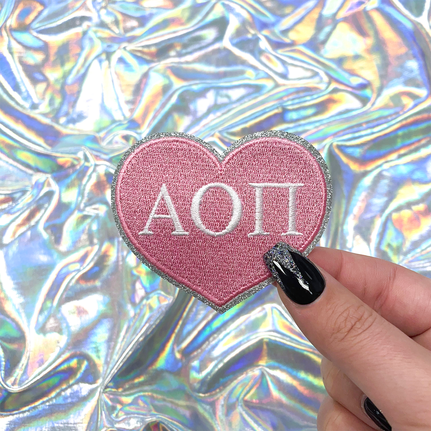 Alpha Omicron Pi Heart Sorority Embroidered Patch