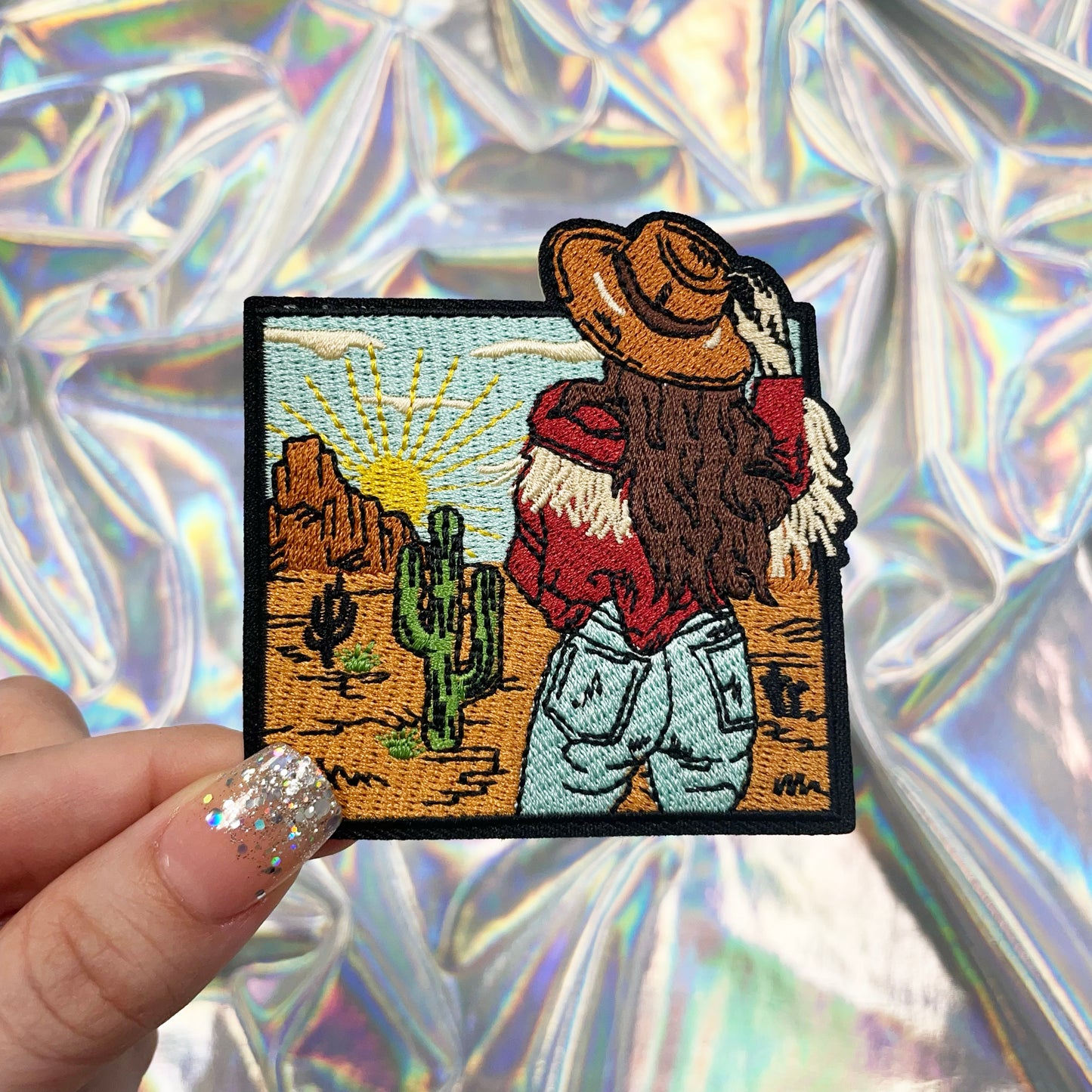 Cowgirl in the Desert Iron On Patch