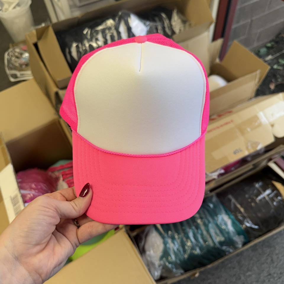 Neon Pink and White Otto Trucker Hat