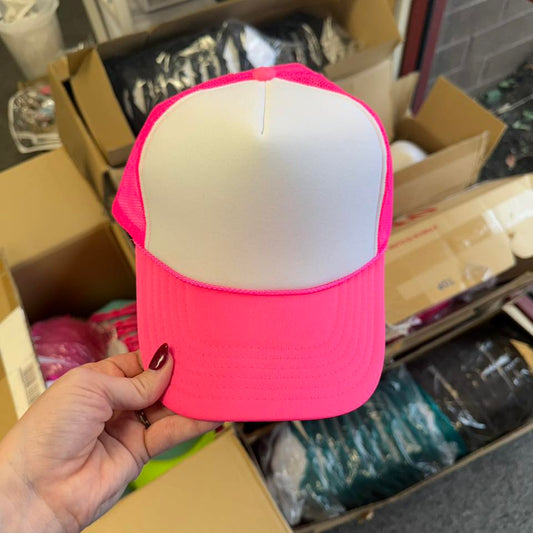 Neon Pink and White Otto Trucker Hat