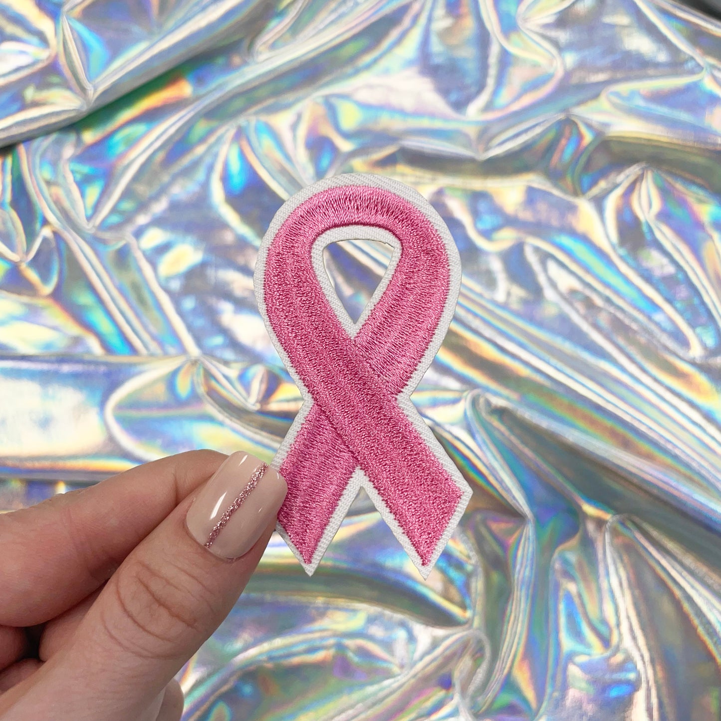Breast Cancer Awareness Ribbon Iron On Patch