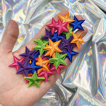 Mini Star Bundle - 50 Pieces Iron On Star Patches (Brights Mix)