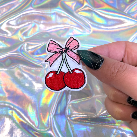 Cherry Coquette Bow Iron On Patch