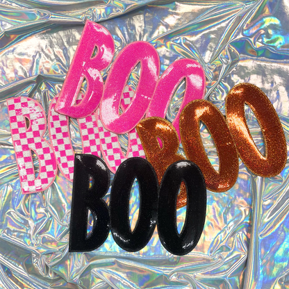 Sequin Halloween Boo Iron-On Patch - Multiple Colors