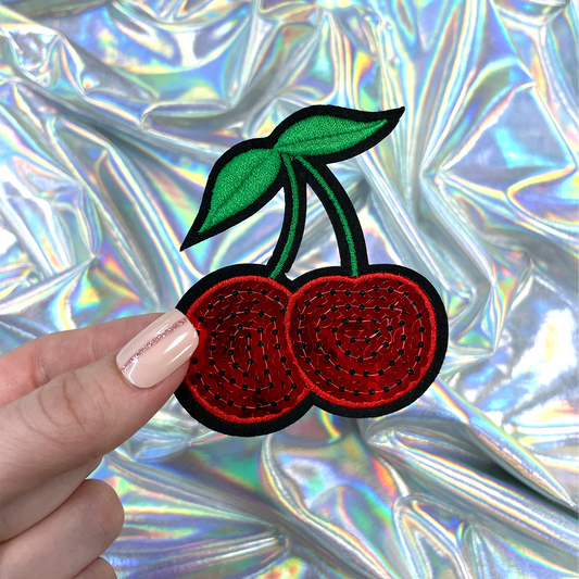 Sequin Cherries Embroidered Patch Iron-On