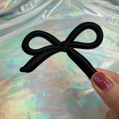 Set of 6 Coquette Bow Embroidered Patches. 2 of each (light pink, black, cream)