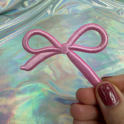 Set of 6 Coquette Bow Embroidered Patches. 2 of each (light pink, black, cream)