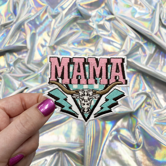 Western Mama Embroidered Patch, Iron-On for Hats