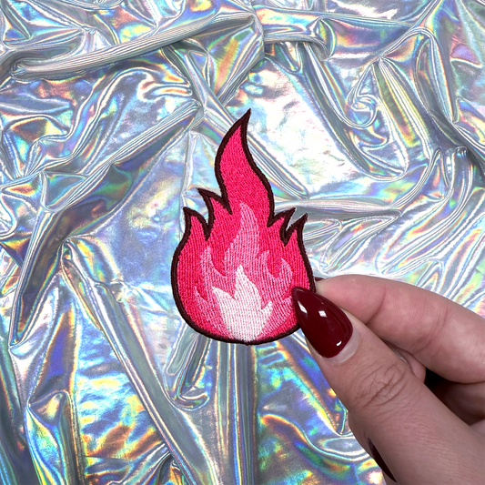 Pink Flame Iron On Patch