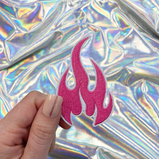 Pink Flames Iron On Patch