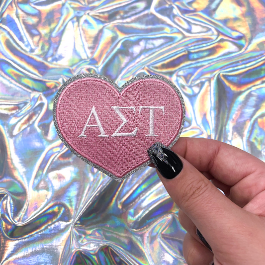 Alpha Sigma Tau Heart Sorority Iron-On Patch