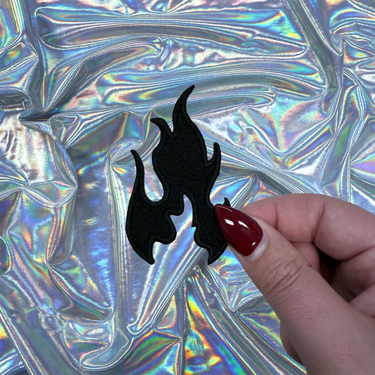 Black Flame Iron On Patch