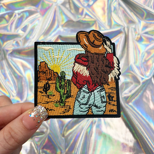 Cowgirl in the Desert Iron On Patch