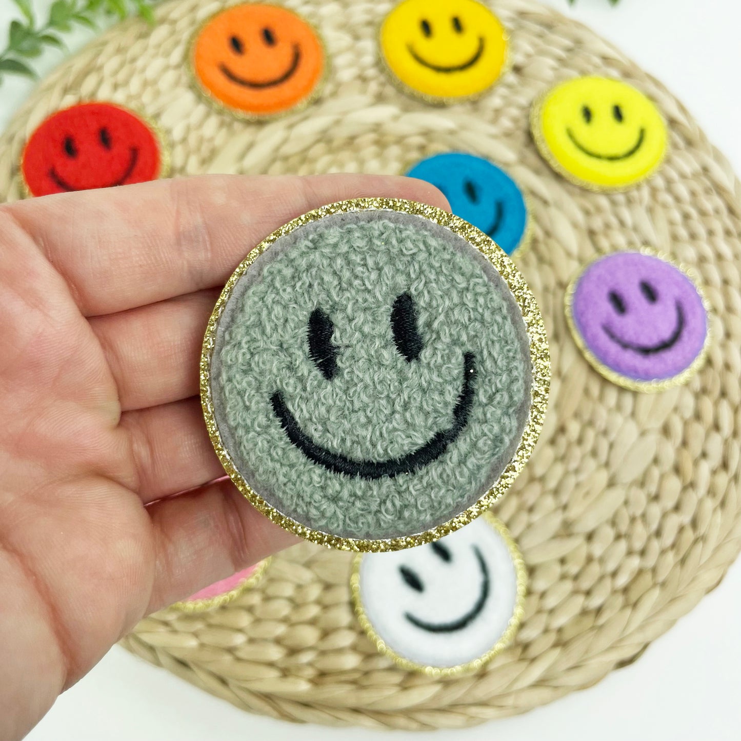 Colorful Smile Chenille Embroidered Patches, Iron-On for Hats