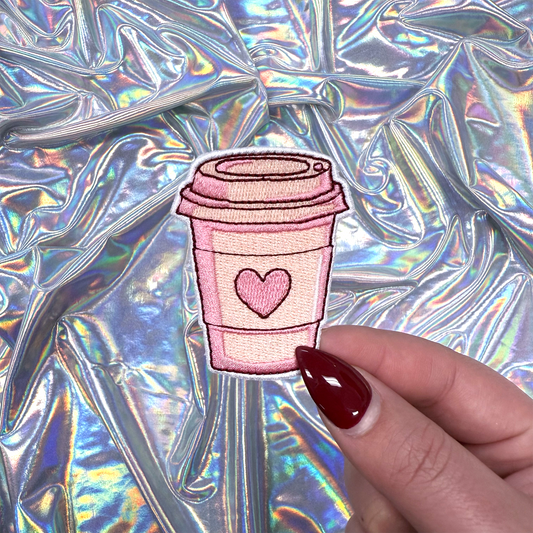 Hot Coffee with a Heart Iron On Patch