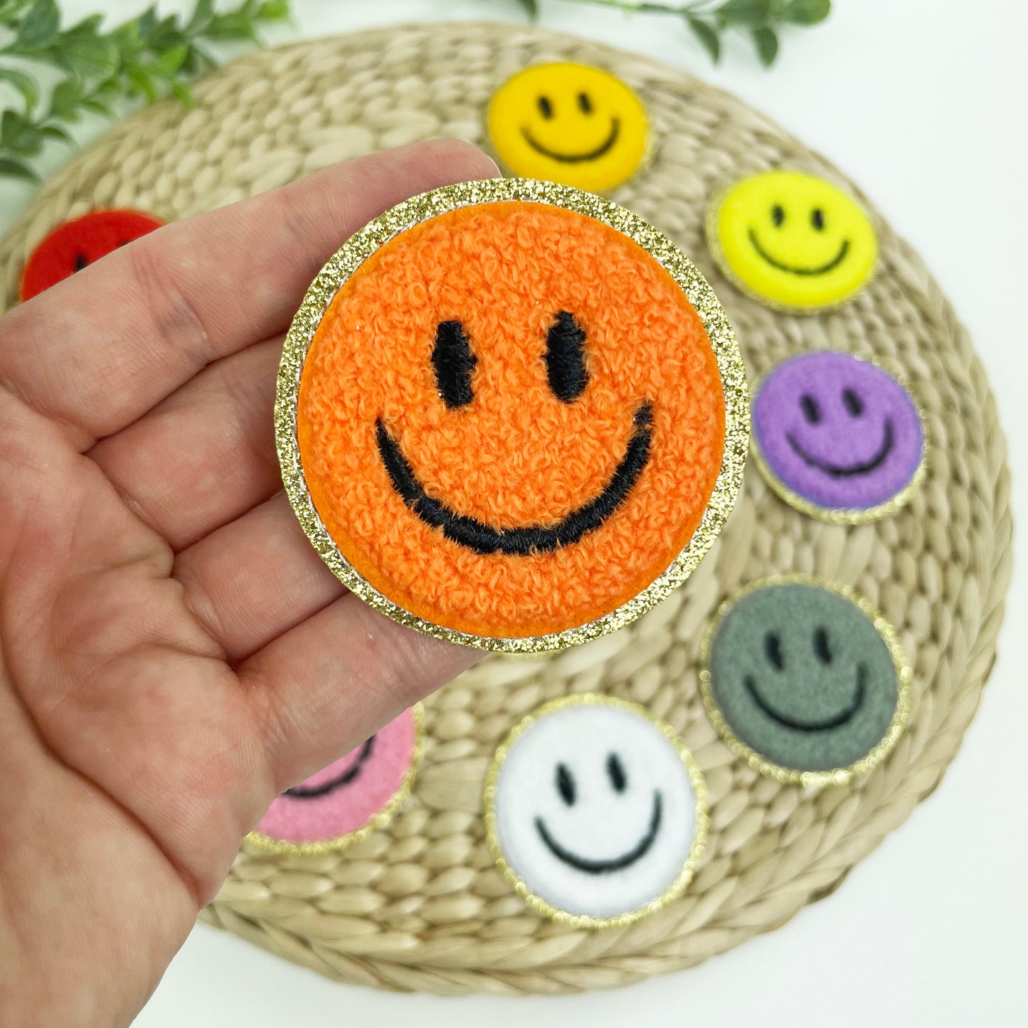 Colorful Smile Chenille Embroidered Patches, Iron-On for Hats
