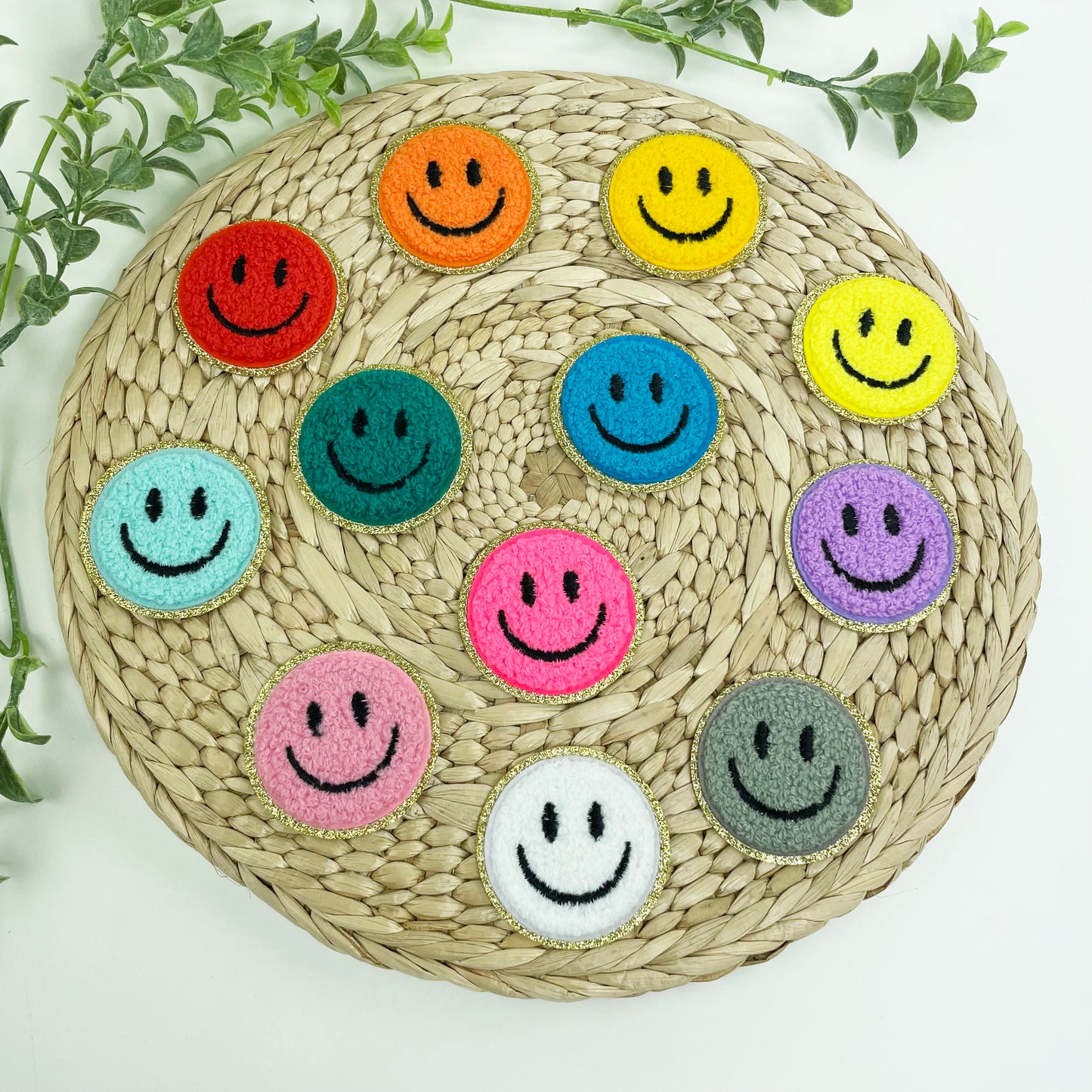 Colorful Smile Chenille Embroidered Patches, Iron-On for Hats