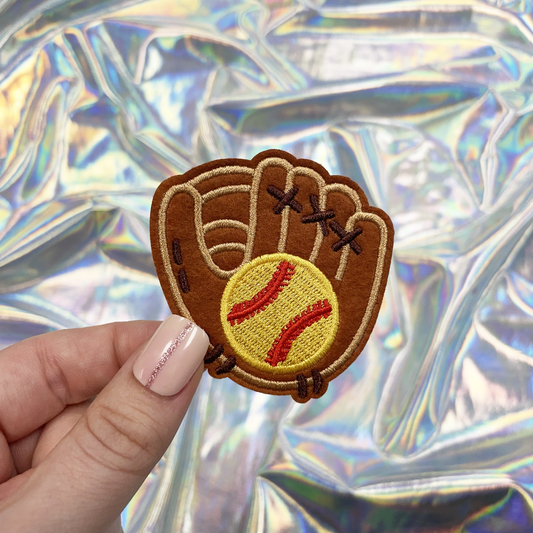 Softball Glove Embroidered Patch Iron-On for Hats