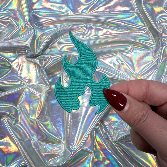 Teal Flame Iron On Patch