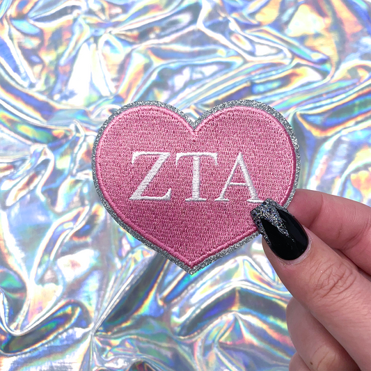 Zeta Tau Alpha Heart Sorority Iron-On Patch
